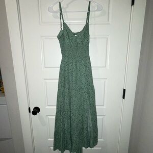 Hollister Sage Green Floral Spaghetti-Strap Maxi Dress